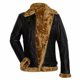 Women’s Aviator B3 Brown Fur Shearling Bomber Sheepskin Leather Jacket